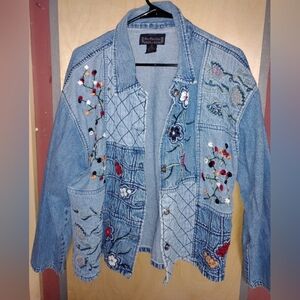 Ex Large new direction denim jacket Womens Embroidered Floral